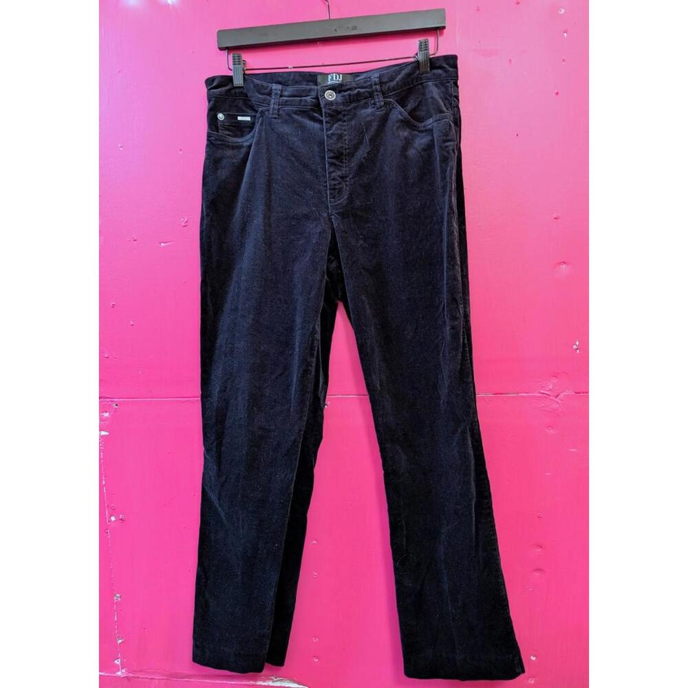 FDJ Women's Navy Corduroy Stretch Pants 10 Straight Leg